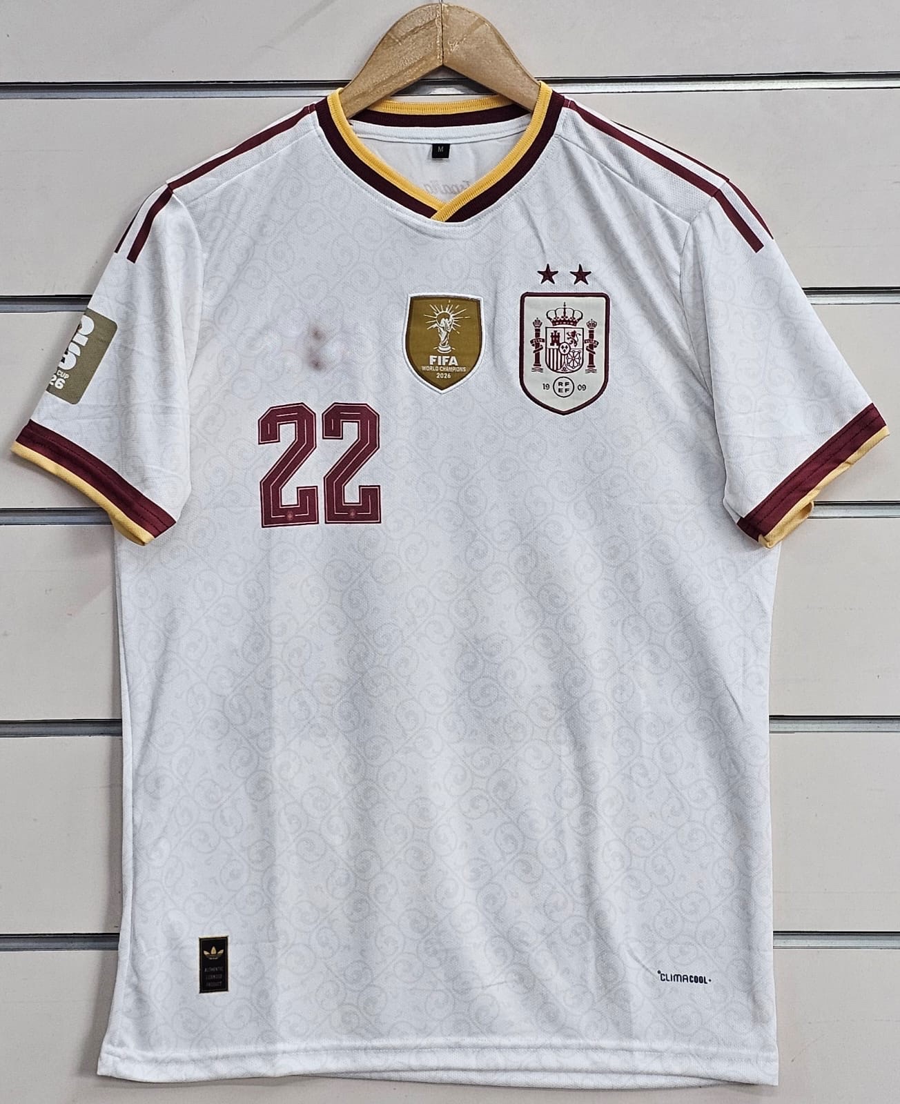 SPAIN 2026 AWAY KIT CUBARSI 2 STAR WITH CHAMPION BADGE PREMIUM TRIO EMBROIDERY